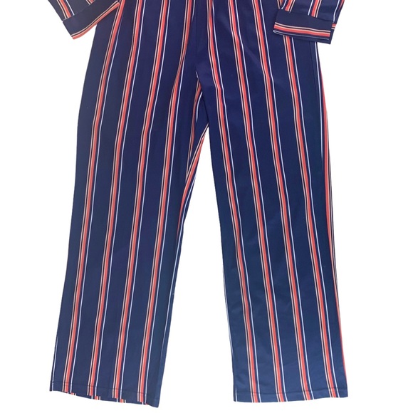 Women’s Long Sleeve London Striped Fitted One-Piece Costume Jumpsuit Size Large - Picture 4 of 16